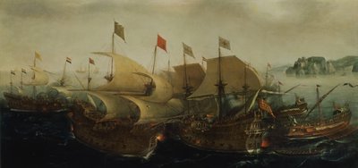 Une action en mer, peut-être la Bataille de Cadix, 1596 - Hendrick Cornelisz. Vroom